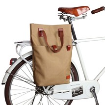 Tourbon Retro Waxed Canvas Bicycle Pouch Bike Rear Seat Carrier Bag Brown Cyclin - £84.38 GBP