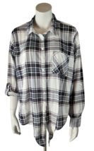 Justify Collared Red Blue Plaid Button Up Shirt with Ties Womens Size 2X Casual - £15.04 GBP