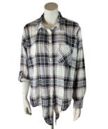 Justify Collared Red Blue Plaid Button Up Shirt with Ties Womens Size 2X... - £15.01 GBP
