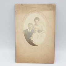 Cabinet Card Black &amp; White B&amp;W Photograph Young Couple &amp; Baby - £23.72 GBP