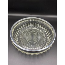 Vintage Pressed Glass Chrome Rim Serving Bowl 8 1/2&quot; D - £11.85 GBP