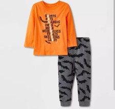 Cat &amp; Jack Toddler Long Sleeve Shirt &amp; Fleece Jogger Set Glow in The Dar... - £8.30 GBP