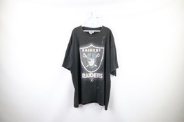 Vintage 90s Mens 2XL Thrashed Oakland Raiders Football Spell Out T-Shirt Black - £35.01 GBP