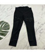 Torrid Womens Pleated Leggings Plus Size 2 Black Ribbed Stretch High Rise - $27.71
