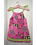 Hanna Andersson Pink Floral Print Dress Green Ribbon Tie - Girls 100 4T - $19.42 CAD
