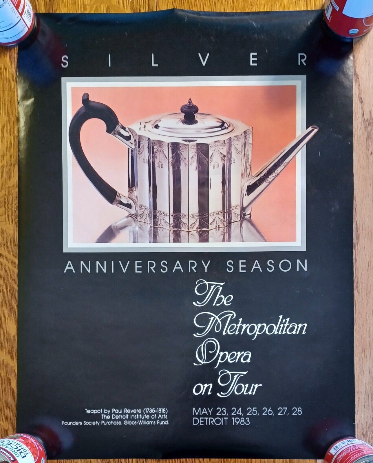 Primary image for Metropolitan Opera 1983 Tour Poster Paul Revere Teapot Detroit Anniversary