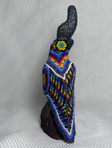 Latin Art By Mail Hand Beaded Folk Art Made IN Mexico Cockatoo Bird On Iron Wood - £31.93 GBP