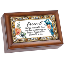 Petite Jeweled Music Box Keepsake With Sentimental Art Print - $41.95