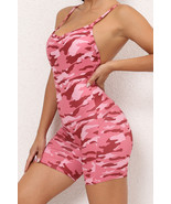 Pink Camouflage Strappy Open Back Active Romper - $442.99 MXN