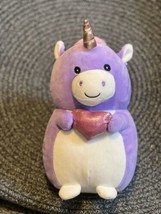 Squishmallow Hug Mees Tara Unicorn 10&quot; Purple Holding Heart Kellytoy NEW No Tag - $14.01