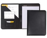 Samsill Contrast Stitch Leather Zippered Portfolio Folder/Business Portf... - £43.75 GBP
