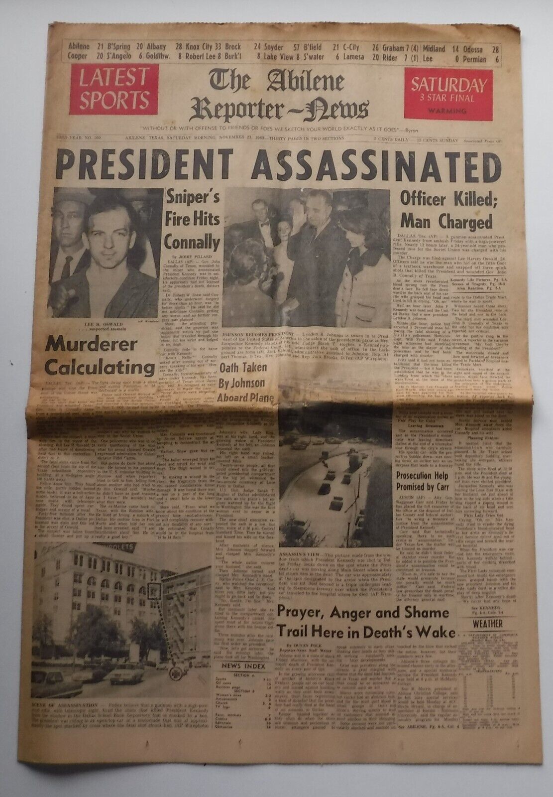 Abilene Reporter News November 23, 1963 Morning Edition Newspaper Kenned... - $9.46