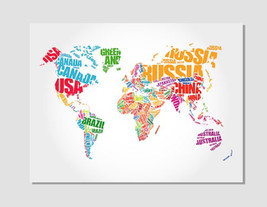 World Map with Names of Countries World Map Canvas Print World Map Wall Art Offi - £39.16 GBP