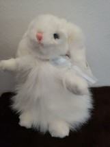 2001 Ty Classic Cashmere White Bunny Rabbit Plush Stuffed Animal Tags Blue Bow - £16.45 GBP
