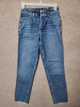 Hollister Curvy Ultra High Rise Mom Jeans Womens 5 Long Blue Raw Hem Pap... - £20.87 GBP