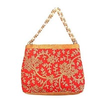 Bridal traditional Wedding handbag Potli wristlet Pearls &amp; embroidery (Pink) - £20.90 GBP
