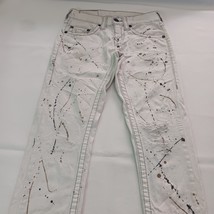 True Religion MOZJ60ESB Women's 27 White Cotton Skinny Jeans With Paint Design image 9