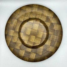 Parquet Woven Wood Round Magnetic Chip Bowl Tray 14&quot; MCM NO DIP BOWL Vintage EUC - £14.91 GBP