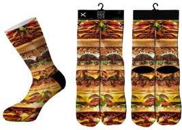 Odd Sox Cheese Burger Stack Fast Food Sublimated Crew Socks 6-13 NWT - £13.30 GBP