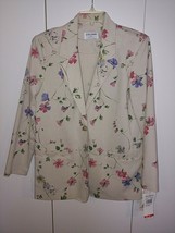 Alfred Dunner Ladies Comfort Stretch Ls BEIGE/FLORAL BLAZER-8-NWT-$58 TAG-NICE - £13.23 GBP