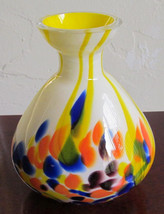 Murano Venetian Style Yellow Colored Bulbous Glass Mini Vase Display - £51.12 GBP
