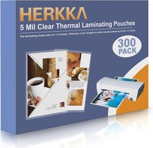 Herkka 300 Pack Laminating Sheets, Holds 8 X 11 Inch Sheets, 5 Mil Clear Thermal - £46.12 GBP