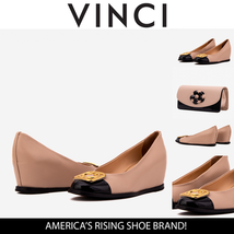 The Selene Beige & Black Leather Wedge Heel Women Shoe image 7
