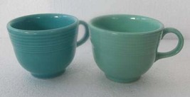 Fiesta Small Mugs in Green &amp; Turquoise Blue Color Ceramic Mugs by Homer Laughlin - £28.06 GBP