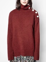Zadig &amp; Voltaire Alma Sweater 100% Cashmere Pullover Logo Buttons $848, ... - $346.49