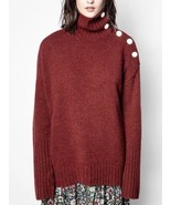 Zadig &amp; Voltaire Alma Sweater 100% Cashmere Pullover Logo Buttons $848, ... - $485.76 CAD