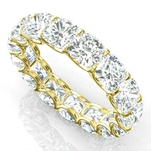 6.45 Ct Cushion Cut Eternity Diamond Engagement Ring Band 14k Yellow Gold Finish - £85.40 GBP