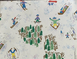 Vintage Wrapping Paper Winter Ski Sledding Snowman Puppy Bear Craft Lot Of 5 - £3.88 GBP