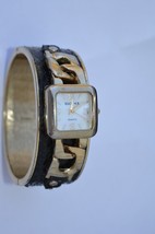 Vtg ELGIN Mother of Pearl dial, Fox Snake skin, Bangle Band with spring ... - $23.33