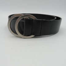 Jones Wear Belt Womens Size Medium Black Leather Belt Silver Tone Buckle - £11.66 GBP