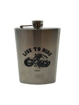 Motorcycle Biker Flask Live To Ride Stainless Steel 8 oz  - $11.83