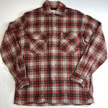 Vintage Brent Wool Blend Shacket Mens Small Red Plaid Long Sleeve Button... - £33.42 GBP