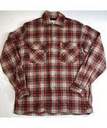 Vintage Brent Wool Blend Shacket Mens Small Red Plaid Long Sleeve Button... - £33.33 GBP