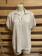 Thread Supply Gingham Collared Short Sleeve Shirt Woman&#39;s Size Large KG - £7.78 GBP