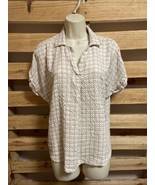 Thread Supply Gingham Collared Short Sleeve Shirt Woman&#39;s Size Large KG - £7.82 GBP