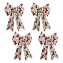 Burlap Holiday Truck Bows for Christmas and Holiday Decorations, 9&quot; x 15... - £9.31 GBP