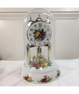 Timex Country Rose Anniversary Clock Glass Globe Mantle flowers floral READ - $54.82 CAD