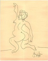 Penna Linea Disegno Su Carta Nude Woman Studio Da Noto Artista - £81.29 GBP
