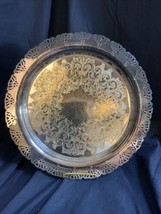 Home Decorators Inc Silver Plated Round Tray Platter pierced scalloped 1... - $14.80