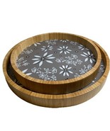 Set of 2 Decorative Wooden Trays Grey Bandana Print Inset - $455.37 MXN