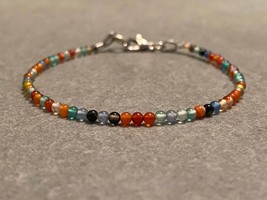 Multicolor Gemstone Bracelet, Tiny Bead Bracelet, Dainty Gemstone Bracelet for S - £28.92 GBP