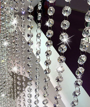 6.6FT 14mm Crystal Glass Clear Chandelier Beaded Chain Wedding Christmas Garland - £7.70 GBP