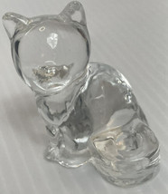 Mini Taper Candle Holder Biedermann Adorable Kitty Cat Clear Glass Figurine 2in - £6.86 GBP