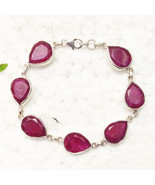 925 Sterling Silver Natural Ruby Bracelet Handmade Jewelry Birthstone Br... - £36.09 GBP+