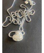 Used David Yurman DIAMOND Heart Pendant Necklace 925 STERLING SILVER  - £293.19 GBP
