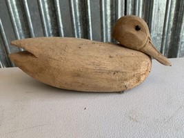 Vintage Wooden Hand Carved Duck Decoy Bird 12x5.25x5.5 - $55.71